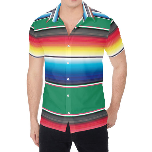 Mexican Striped Blanket Pattern Print Men's Shirt
