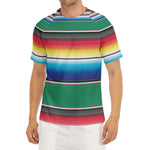 Mexican Striped Blanket Pattern Print Men's Short Sleeve Rash Guard