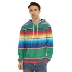 Mexican Striped Blanket Pattern Print Men's Velvet Pullover Hoodie