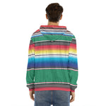 Mexican Striped Blanket Pattern Print Men's Velvet Pullover Hoodie