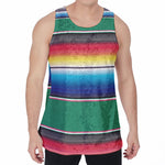 Mexican Striped Blanket Pattern Print Men's Velvet Tank Top