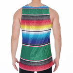 Mexican Striped Blanket Pattern Print Men's Velvet Tank Top