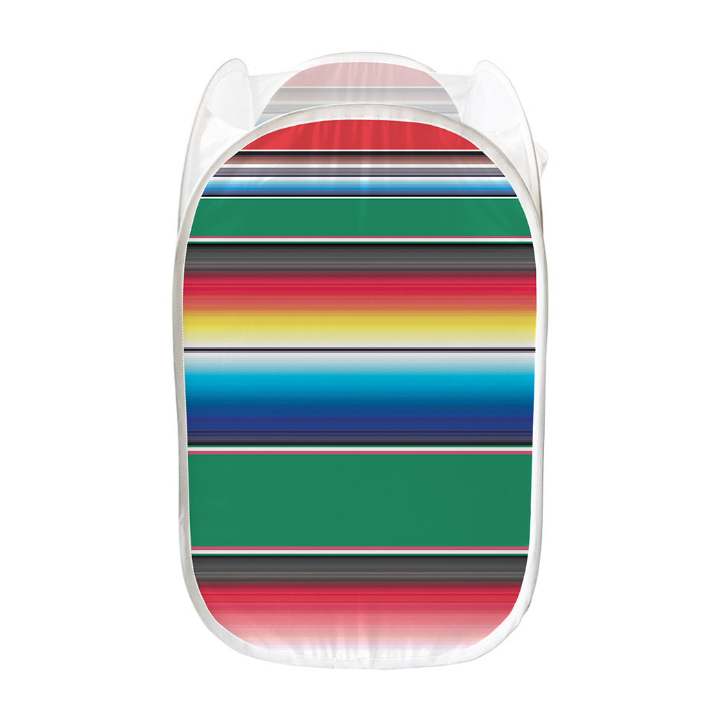 Mexican Striped Blanket Pattern Print Mesh Laundry Hamper