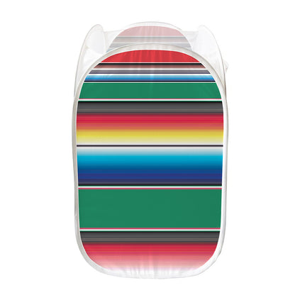 Mexican Striped Blanket Pattern Print Mesh Laundry Hamper