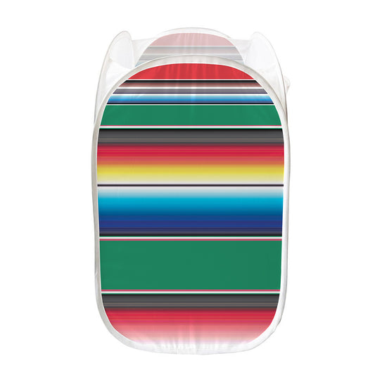 Mexican Striped Blanket Pattern Print Mesh Laundry Hamper