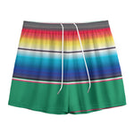 Mexican Striped Blanket Pattern Print Mesh Shorts
