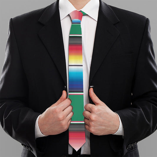 Mexican Striped Blanket Pattern Print Necktie