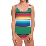 Mexican Striped Blanket Pattern Print One Piece Swimsuit
