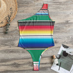 Mexican Striped Blanket Pattern Print One Shoulder Bodysuit