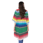 Mexican Striped Blanket Pattern Print Open Front Beach Cover Up