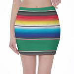 Mexican Striped Blanket Pattern Print Pencil Mini Skirt