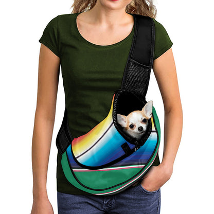 Mexican Striped Blanket Pattern Print Pet Sling Carrier