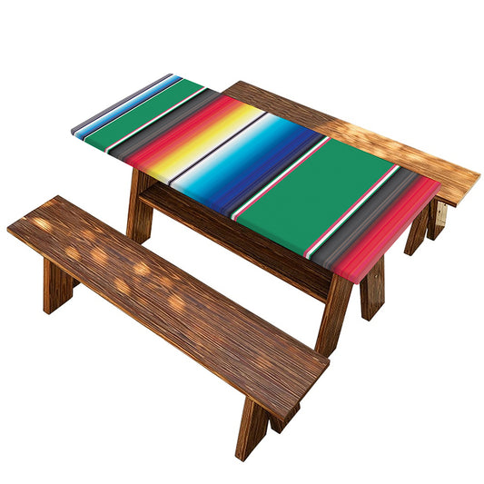 Mexican Striped Blanket Pattern Print Picnic Table Cover