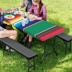 Mexican Striped Blanket Pattern Print Picnic Table Cover