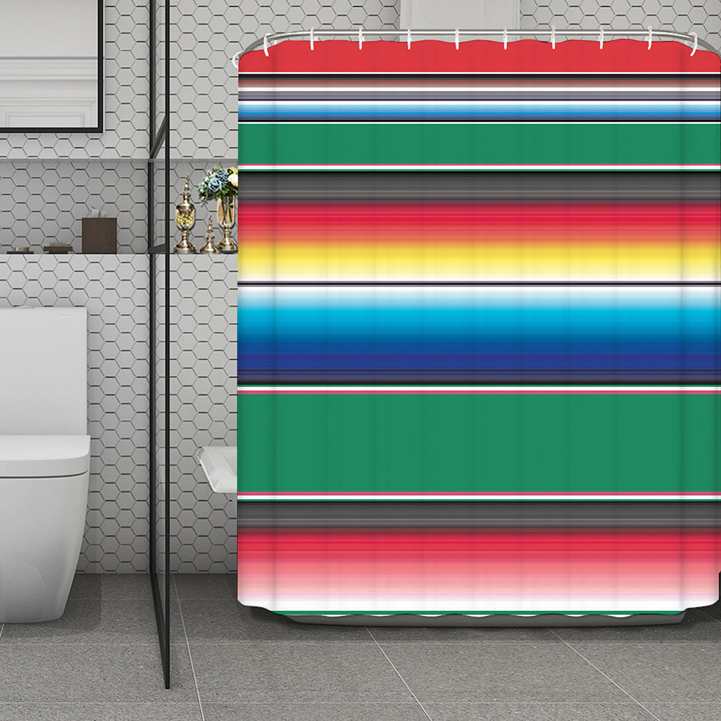 Mexican Striped Blanket Pattern Print Polyester Shower Curtain