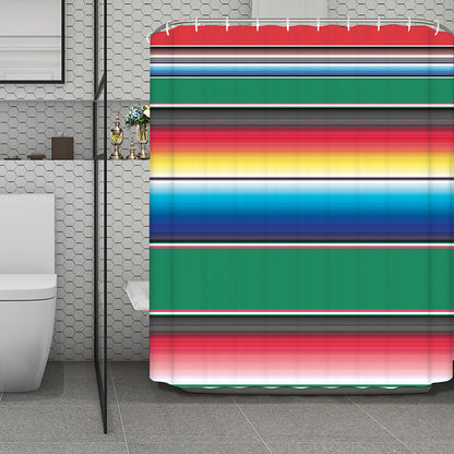 Mexican Striped Blanket Pattern Print Polyester Shower Curtain