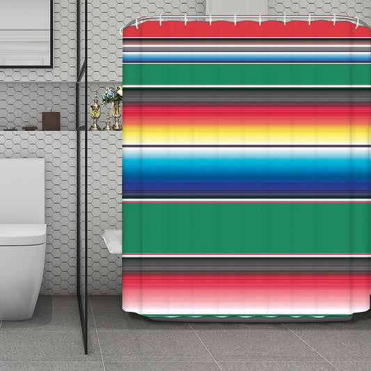 Mexican Striped Blanket Pattern Print Polyester Shower Curtain