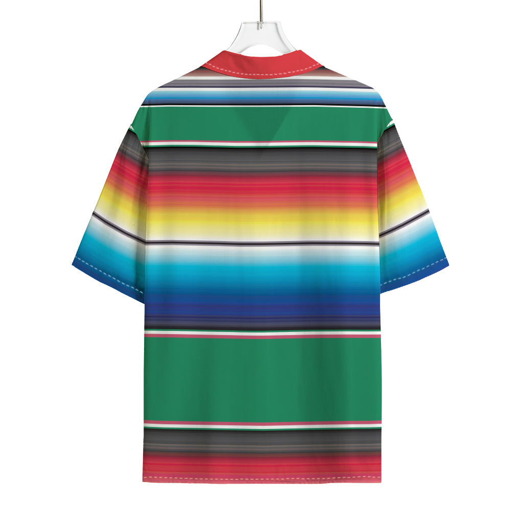 Mexican Striped Blanket Pattern Print Rayon Hawaiian Shirt