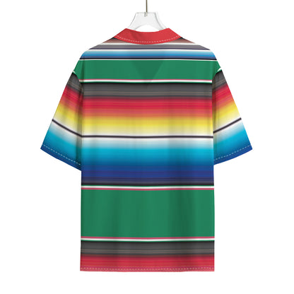 Mexican Striped Blanket Pattern Print Rayon Hawaiian Shirt