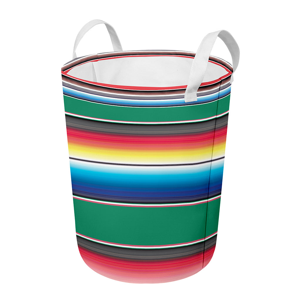 Mexican Striped Blanket Pattern Print Round Laundry Basket
