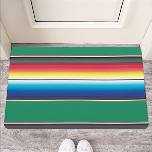 Mexican Striped Blanket Pattern Print Rubber Doormat
