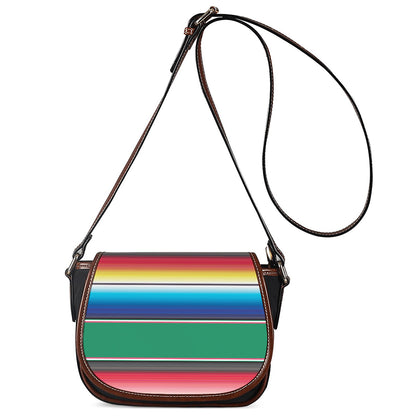 Mexican Striped Blanket Pattern Print Saddle Bag