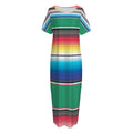 Mexican Striped Blanket Pattern Print Short Sleeve Long Nightdress