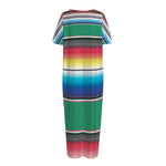 Mexican Striped Blanket Pattern Print Short Sleeve Long Nightdress