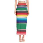 Mexican Striped Blanket Pattern Print Side Slit Maxi Skirt