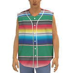 Mexican Striped Blanket Pattern Print Sleeveless Baseball Jersey