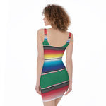 Mexican Striped Blanket Pattern Print Sleeveless Bodycon Dress