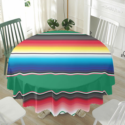 Mexican Striped Blanket Pattern Print Waterproof Round Tablecloth