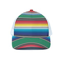 Mexican Striped Blanket Pattern Print White Mesh Trucker Hat