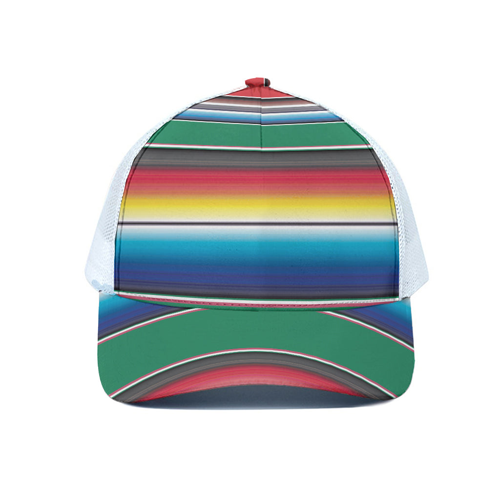 Mexican Striped Blanket Pattern Print White Mesh Trucker Cap
