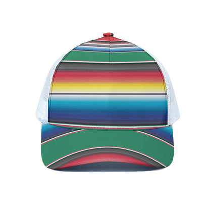 Mexican Striped Blanket Pattern Print White Mesh Trucker Cap