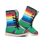 Mexican Striped Blanket Pattern Print Winter Boots
