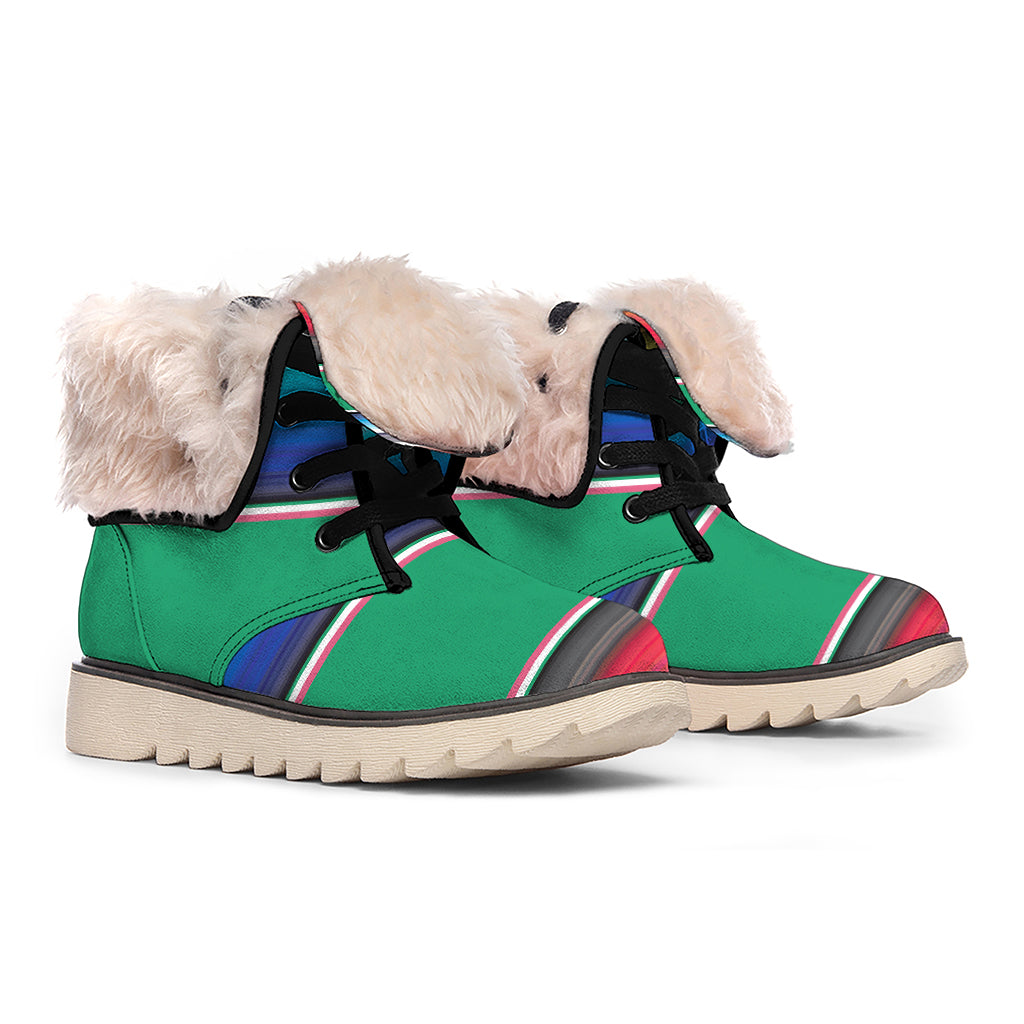 Mexican Striped Blanket Pattern Print Winter Boots