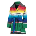 Mexican Striped Blanket Pattern Print Women's Bathrobe