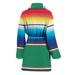 Mexican Striped Blanket Pattern Print Women's Bathrobe