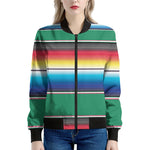 Mexican Striped Blanket Pattern Print Women's Bomber Jacket