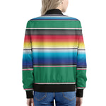 Mexican Striped Blanket Pattern Print Women's Bomber Jacket