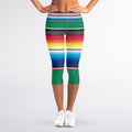 Mexican Striped Blanket Pattern Print Women's Capri Leggings