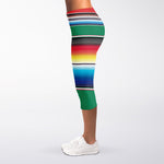 Mexican Striped Blanket Pattern Print Women's Capri Leggings