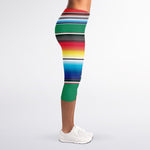 Mexican Striped Blanket Pattern Print Women's Capri Leggings