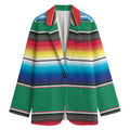 Mexican Striped Blanket Pattern Print Women's Cotton Blazer