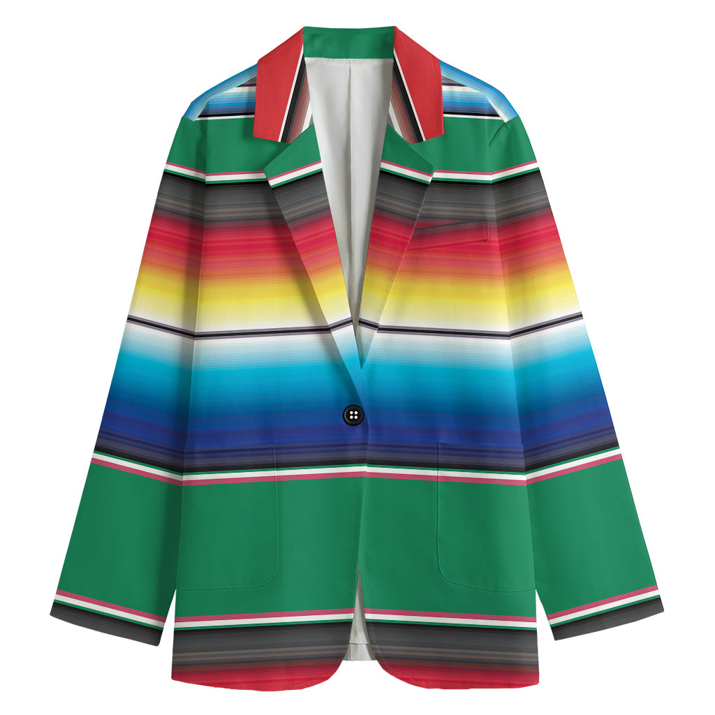 Mexican Striped Blanket Pattern Print Women's Cotton Blazer