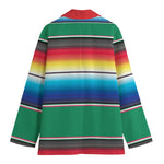 Mexican Striped Blanket Pattern Print Women's Cotton Blazer