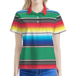 Mexican Striped Blanket Pattern Print Women's Polo Shirt