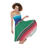 Mexican Striped Blanket Pattern Print Women's Sleeveless Dress