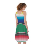 Mexican Striped Blanket Pattern Print Women's Sleeveless Dress